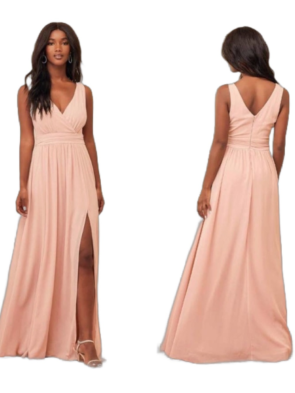 Lulu's Thoughts of Hue Bridesmaid Maxi Dress Blush Pink L